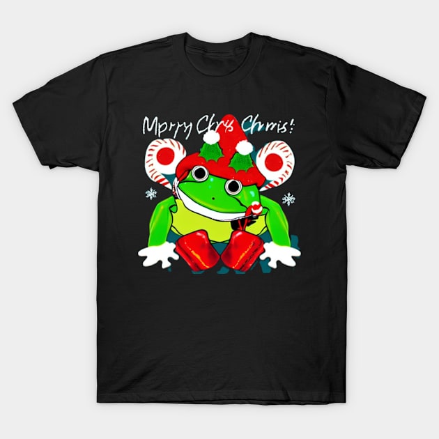 Frog Merry Christmas Mashup T-Shirt by divawaddle